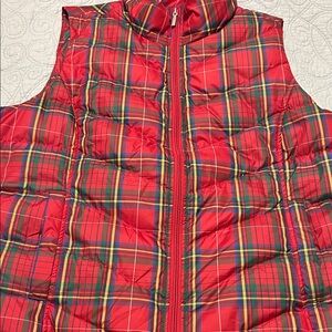 Women’s Lands End Tartan/Stewart Plaid Puffer Vest size Large